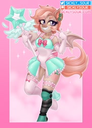 Size: 976x1351 | Tagged: safe, artist:sickly-sour, imported from derpibooru, oc, oc only, anthro, bat pony, unguligrade anthro, amputee, bat pony oc, prosthetic limb, prosthetics, solo