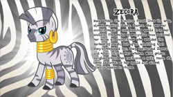 Size: 4616x2590 | Tagged: safe, artist:andoanimalia, imported from derpibooru, zecora, pony, zebra, bio, female, high res, mare, solo