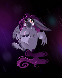 Size: 1200x1500 | Tagged: safe, artist:unfinishedheckery, imported from derpibooru, oc, oc only, oc:opium belladonna, donkey, hybrid, pegasus, pony, crying, digital art, female, long ears, mare, simple background, solo, spread wings, tail, teary eyes, wings