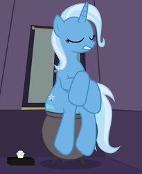 Size: 900x1100 | Tagged: safe, artist:lightning_musicwave, artist:pervertigo, imported from derpibooru, trixie, pony, unicorn, but why, chamber pot, eyes closed, female, illustration, implied pooping, mare, relief, show accurate, sitting on toilet, solo, toilet, video reference