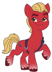 Size: 2184x3056 | Tagged: safe, anonymous artist, imported from derpibooru, sprout cloverleaf, earth pony, pony, g5, high res, male, my little pony: a new generation, raised hoof, smiling, smirk, solo, stallion, vector, when he smiles