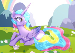 Size: 2000x1400 | Tagged: artist needed, safe, imported from derpibooru, princess sterling, alicorn, pony, rainbow, solo