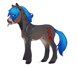 Size: 1101x981 | Tagged: safe, artist:royvdhel-art, imported from derpibooru, oc, oc only, earth pony, pony, ear piercing, earth pony oc, male, piercing, simple background, stallion, tongue out, white background
