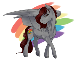 Size: 1359x1067 | Tagged: safe, artist:royvdhel-art, imported from derpibooru, oc, oc only, pegasus, pony, abstract background, bedroom eyes, ear fluff, female, mare, solo, wings