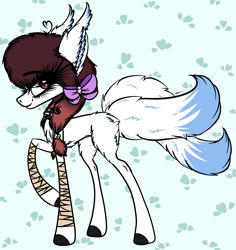 Size: 2157x2289 | Tagged: safe, artist:beamybutt, imported from derpibooru, oc, oc only, earth pony, pony, bow, ear fluff, earth pony oc, eyelashes, female, hair bow, high res, mare, multiple tails, raised hoof, solo, tail