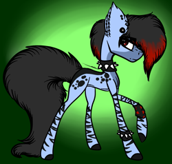 Size: 1633x1557 | Tagged: safe, artist:beamybutt, imported from derpibooru, oc, oc only, earth pony, pony, choker, ear fluff, ear piercing, earth pony oc, gradient background, piercing, solo, spiked choker