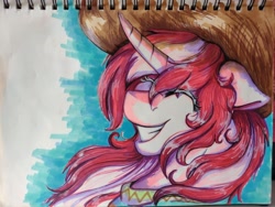 Size: 2048x1536 | Tagged: safe, artist:shamy-crist, imported from derpibooru, oc, oc only, oc:princess peruvia, alicorn, pony, female, hat, mare, nation ponies, peru, ponified, solo, traditional art