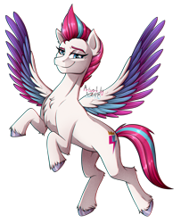 Size: 1024x1259 | Tagged: safe, artist:zoe-975, imported from derpibooru, zipp storm, pegasus, pony, spoiler:my little pony: a new generation, chest fluff, female, flying, g5, looking at you, my little pony: a new generation, simple background, smiling, solo, spread wings, transparent background, wings
