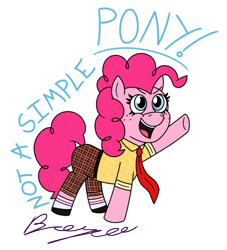 Size: 931x1025 | Tagged: safe, artist:pixelemelee, imported from derpibooru, pinkie pie, earth pony, pony, crossover, female, simple background, solo, spongebob squarepants, transparent background