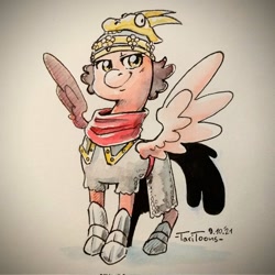 Size: 680x680 | Tagged: safe, artist:taritoons, imported from derpibooru, oc, oc only, unnamed oc, pegasus, pony, albania, armor, nation ponies, ponified, solo, traditional art