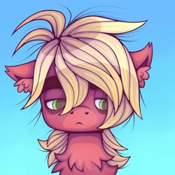 Size: 2048x2048 | Tagged: safe, artist:chocchippony, imported from derpibooru, sprout cloverleaf, earth pony, pony, chest fluff, eyebrows, g5, heart nostrils, high res, male, messy mane, my little pony: a new generation, solo, sproutbetes, stallion, tired