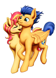 Size: 1336x1868 | Tagged: safe, artist:vasillium, imported from derpibooru, flash sentry, sunset shimmer, pegasus, pony, unicorn, equestria girls, blushing, cute, duo, eyes closed, female, flashimmer, male, mare, open mouth, shipping, simple background, stallion, straight, sweet dreams fuel, transparent background