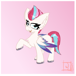 Size: 2362x2362 | Tagged: safe, artist:jubyskylines, imported from derpibooru, zipp storm, pegasus, pony, female, g5, gradient background, high res, my little pony: a new generation, raised hoof, solo