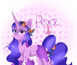 Size: 2475x2078 | Tagged: safe, artist:doraeartdreams-aspy, imported from derpibooru, izzy moonbow, pony, unicorn, alternate hairstyle, coat markings, female, g5, high res, hippie, peace symbol, pinto, solo