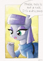 Size: 4093x5787 | Tagged: safe, artist:konanachi, imported from derpibooru, maud pie, earth pony, pony, female, poop, solo, speech bubble