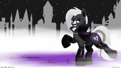 Size: 3556x2000 | Tagged: safe, artist:rockhoppr3, imported from derpibooru, oc, oc:ace hearts, earth pony, pony, vampire, asexual, asexual pride flag, fog, gothic, high res, pride, pride flag