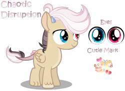 Size: 1192x872 | Tagged: safe, artist:starshinestellaryt, imported from derpibooru, oc, oc only, oc:chaotic disruption, hybrid, pony, heterochromia, interspecies offspring, male, offspring, parent:discord, parent:fluttershy, parents:discoshy, simple background, solo, transparent background