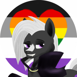 Size: 900x900 | Tagged: safe, artist:rockhoppr3, imported from derpibooru, oc, oc only, oc:ace hearts, vampire, asexual pride flag, gay pride flag, pride, pride flag, simple background, transparent background