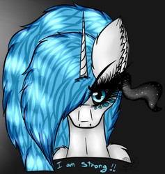 Size: 1656x1749 | Tagged: safe, artist:beamybutt, imported from derpibooru, oc, oc only, oc:moonbeam, alicorn, pony, alicorn oc, ear fluff, eyelashes, female, hair over one eye, horn, mare, solo, sombra eyes, talking, wings