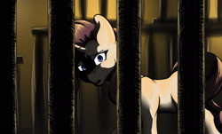Size: 2089x1264 | Tagged: safe, artist:mixdaponies, imported from derpibooru, rarity, unicorn, bars, cages, fanfic art, friendship is tragic (obabscribbler)