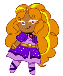 Size: 1280x1540 | Tagged: safe, artist:sun-squash, imported from derpibooru, adagio dazzle, equestria girls, rainbow rocks, chibi, cookie, cookie run, cookiefied, cursed, disguise, disguised siren, female, food, g4, simple background, solo, style emulation, transparent background