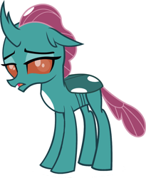 Size: 2620x3200 | Tagged: safe, idw, imported from derpibooru, ocellus, changedling, changeling, undead, zombie, female, frown, high res, lidded eyes, open mouth, recolor, simple background, solo, white background, zombot