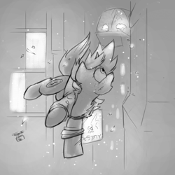 Size: 1280x1280 | Tagged: safe, artist:captainhoers, imported from derpibooru, oc, oc only, oc:blazing rose, earth pony, pony, falling, grayscale, looking up, monochrome, sierra nevada, solo