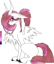 Size: 850x998 | Tagged: safe, artist:velnyx, imported from derpibooru, oc, oc only, oc:glittering eclipse, pegasus, pony, female, horns, mare, simple background, solo, transparent background, wing ears, wings