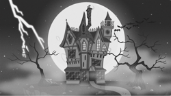 Size: 5360x3008 | Tagged: safe, artist:andoanimalia, artist:estories, artist:misteraibo, derpibooru exclusive, imported from derpibooru, bat, fruit bat, vampire fruit bat, black and white, dead tree, fog, grayscale, lightning, monochrome, moon, snowfall frost's house, tree