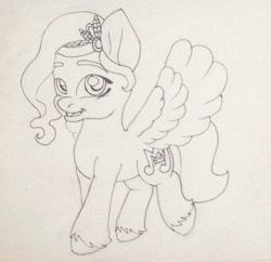 Size: 1443x1399 | Tagged: safe, artist:anon_whatever, imported from derpibooru, pipp petals, pegasus, pony, adorapipp, cute, female, g5, looking at you, mare, my little pony: a new generation, smiling, solo, spread wings, traditional art, wings