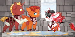 Size: 4251x2125 | Tagged: safe, alternate version, artist:schokocream, imported from derpibooru, oc, oc only, oc:lightning bliss, alicorn, pony, alicorn oc, clothes, colored, female, horn, male, mare, simple background, stallion, story included, white background, wings