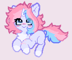 Size: 828x690 | Tagged: safe, artist:astralblues, imported from derpibooru, oc, oc only, earth pony, pony, animated, blushing, ear flick, ear fluff, female, gif, mare, pixel art, simple background, solo