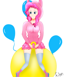 Size: 2072x2500 | Tagged: safe, artist:film77asq, imported from derpibooru, pinkie pie, human, female, high res, humanized, simple background, solo, space hopper, white background
