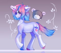 Size: 1434x1242 | Tagged: safe, artist:kaito_wivil, imported from derpibooru, oc, oc only, pony, unicorn, abstract background, magic, male, plushie, solo, stallion, telekinesis