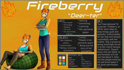 Size: 3840x2160 | Tagged: safe, artist:donglysfm, imported from derpibooru, oc, oc:fireberry, anthro, deer, plantigrade anthro, 3d, anthro oc, antlers, barefoot, beanbag chair, book, clothes, daughter, deer oc, feet, female, high res, reference sheet, revamped anthros, source filmmaker, sports bra, tablet, teenager