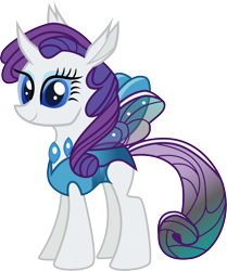 Size: 5480x6553 | Tagged: safe, artist:shootingstarsentry, imported from derpibooru, rarity, changedling, changeling, absurd resolution, changedlingified, changelingified, female, gameloft, rariling, simple background, smiling, solo, species swap, transparent background