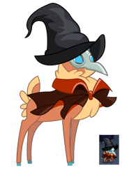 Size: 2000x2861 | Tagged: safe, artist:andrevus, imported from derpibooru, them's fightin' herds, cape, clothes, community related, hat, high res, mask, simple background, solo, transparent background, velvet (tfh), witch hat