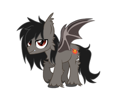 Size: 1745x1290 | Tagged: safe, artist:revenge.cats, imported from derpibooru, bat pony, pony, bat wings, butt fluff, cheek fluff, ear fluff, falling in reverse, fangs, frown, leg fluff, male, ponified, ronnie radke, show accurate, simple background, solo, stallion, transparent background, wings