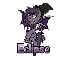 Size: 1000x800 | Tagged: safe, artist:redpalette, imported from derpibooru, oc, oc only, oc:eclipse, bat pony, pony, bat pony oc, bipedal, cute, hat, simple background, solo, tongue out, transparent background, wings