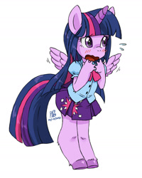 Size: 1228x1532 | Tagged: safe, artist:uenii, twilight sparkle, alicorn, anthro, blushing, female, hooves, solo, solo female