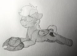 Size: 2038x1502 | Tagged: safe, artist:sodanium, imported from ponybooru, oc, oc only, oc:calamity, pegasus, pony, fallout equestria, male, monochrome, solo, traditional art