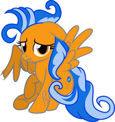 Size: 3586x3812 | Tagged: safe, artist:lincolnbrewsterfan, derpibooru exclusive, imported from derpibooru, oc, oc only, oc:preenhub, pegasus, pony, derpibooru, .svg available, :c, amber eyes, blue mane, blue tail, branding, check mark, curly tail, cute, cute face, derpibooru ponified, feather, female, floppy ears, frown, full body, grooming, high res, inkscape, lifted leg, looking at you, mare, meta, ocbetes, one wing out, pegasus oc, ponified, preenabetes, preenhub, preening, pulling out, raised hoof, sad, sadorable, show accurate, simple background, sitting, solo, spread wings, svg, tail, tail around leg, tattoo, transparent background, two toned mane, two toned tail, underhoof, vector, verified pegasus, wings