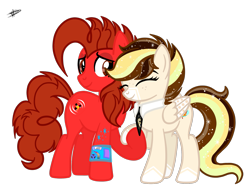 Size: 1707x1288 | Tagged: safe, artist:princessmoonsilver, imported from derpibooru, oc, oc only, oc:brise d'automne, oc:frequency spark, earth pony, pegasus, pony, female, mare, necktie, simple background, transparent background