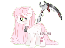 Size: 3100x2287 | Tagged: safe, artist:herusann, artist:mint-light, imported from derpibooru, oc, oc only, earth pony, pony, base used, collar, earth pony oc, eyelashes, female, high res, mare, scythe, simple background, solo, transparent background