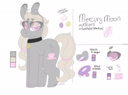 Size: 2596x1936 | Tagged: safe, artist:shinyantlers, imported from derpibooru, pony, unicorn, choker, female, mare, reference sheet, smiling, solo