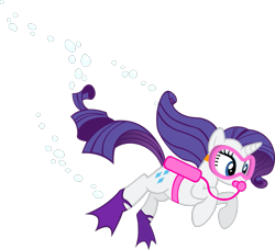 Size: 1123x1024 | Tagged: artist needed, safe, imported from derpibooru, rarity, pony, unicorn, bubble, female, flippers (gear), goggles, mare, scuba diving, scuba gear, simple background, solo, swim mask, swimming, transparent background, underwater, water