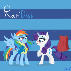 Size: 5000x5000 | Tagged: safe, artist:lostsheep, imported from derpibooru, rainbow dash, rarity, pegasus, unicorn, badge, blushing, female, glasses, lesbian, magic, raridash, shipping, wonderbolts