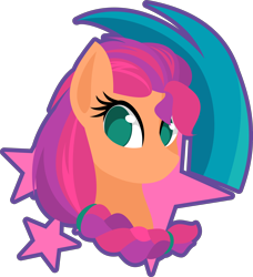 Size: 4000x4391 | Tagged: safe, artist:up1ter, imported from derpibooru, sunny starscout, earth pony, pony, bust, cutie mark background, female, g5, lineless, my little pony: a new generation, outline, simple background, solo, transparent background