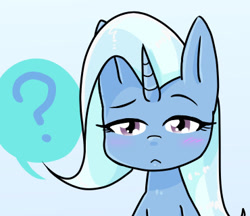 Size: 370x320 | Tagged: safe, alternate version, artist:batipin, imported from derpibooru, part of a set, trixie, pony, unicorn, blushing, cropped, female, question mark, solo