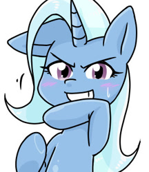 Size: 320x370 | Tagged: safe, alternate version, artist:batipin, imported from derpibooru, part of a set, trixie, pony, unicorn, blushing, cropped, female, gritted teeth, one ear down, simple background, solo, white background